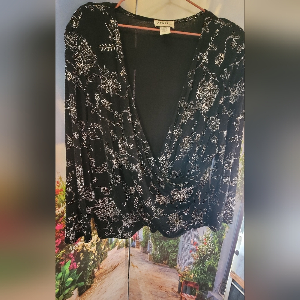 J.B.S. Black and White Floral Blouse